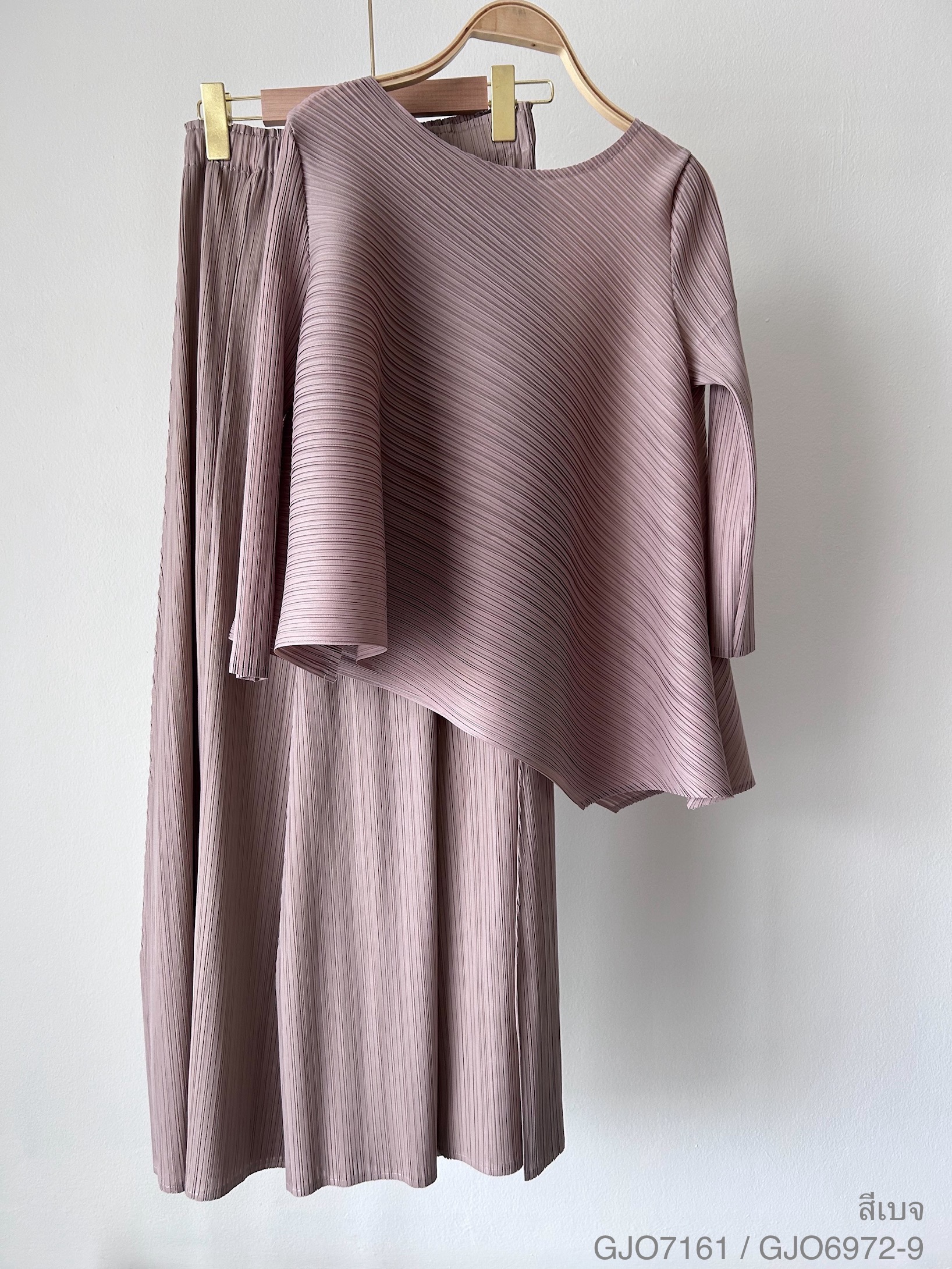 กก ยาว 37.5นิ้ว 2MUAY รุ่น GJO7161 / GJO6972 ASYMMETRIC PLEATED SET ชุดอัดพลีท เซ็ตพลีทคุณภาพ 5สี FREE SIZE