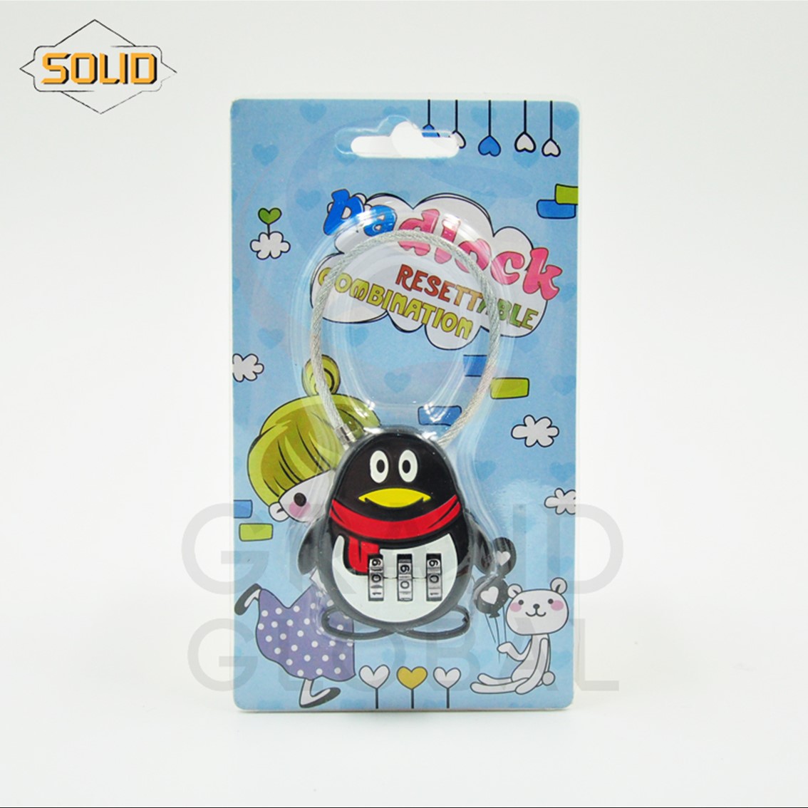 SOLID กุญแจ 3 รหัส ล็อค กระเป๋าเดินทาง แฟนซี รูปเพนกวิน