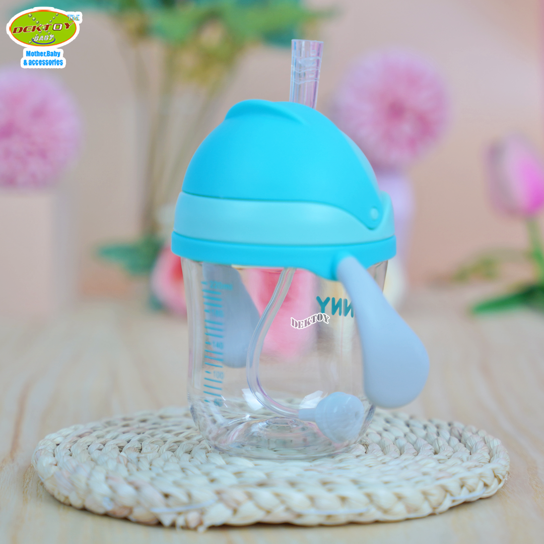 Nanny แก้วหัดดื่ม Tritan ขนาด 7 ออนซ์ พร้อมหลอด ดื่มได้ 360 องศา ทนทานมาก N5732