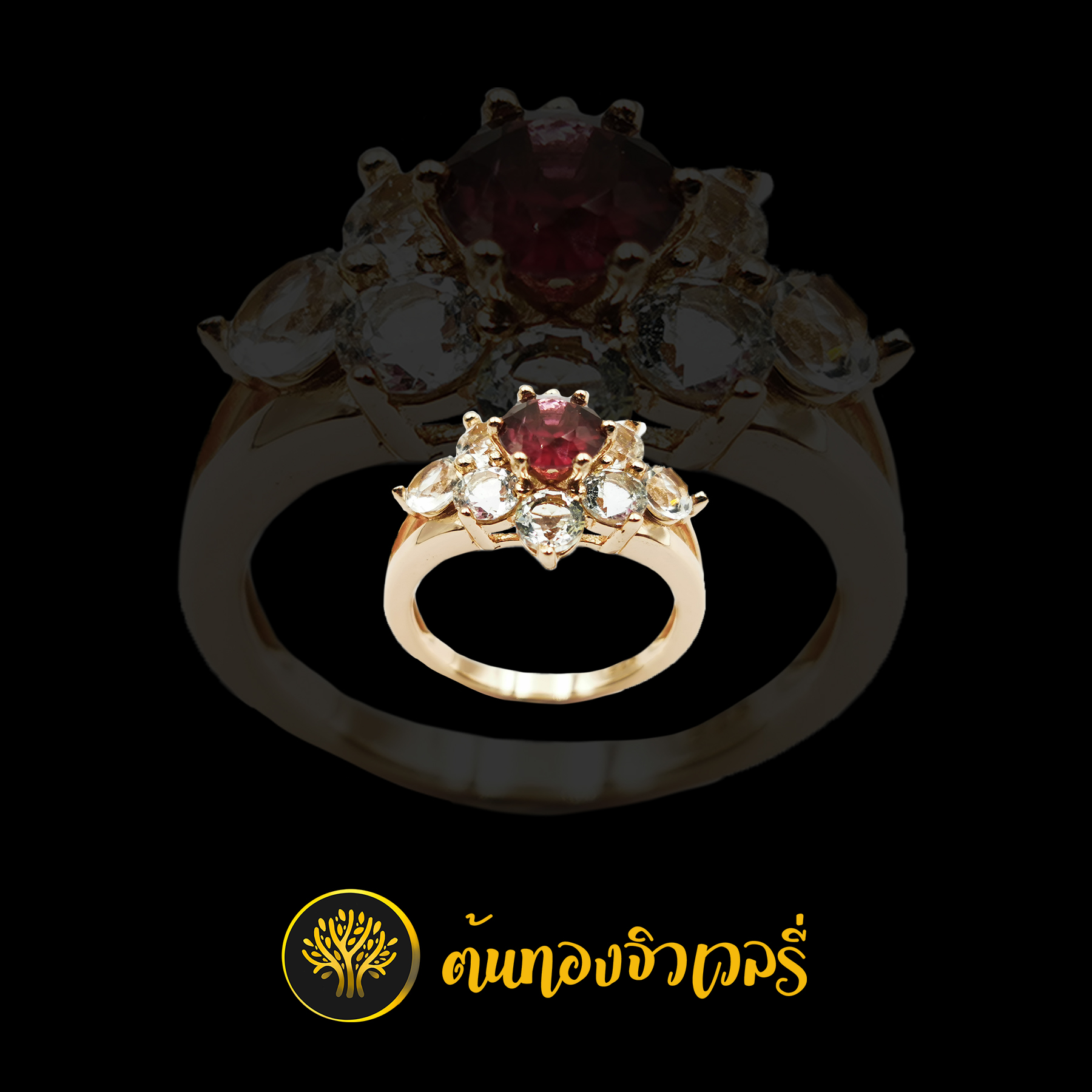 แหวนชูยอดพลอยทับทิม