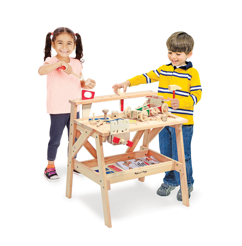 ชุดแท่นประดิษฐ์ รุ่นก่อสร้าง รุ่นใหญ่สมจริง ส่งเสริมการเรียนรู้ เสริมสร้างพัฒนาการ Wooden Project Workbench Melissa&Doug, ของเล่นเสริมพัฒนาการ, ของเล่น