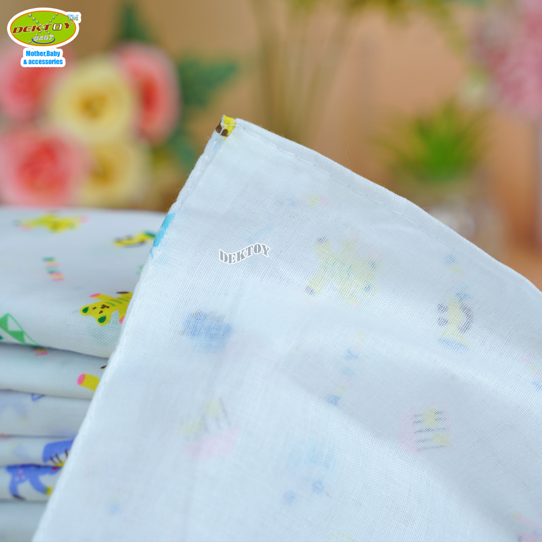 Gold Baby ผ้าอ้อมสาลู 2 ชั้นเกรดA ลายหมีดนตรี Baby Bear 12 ผืน