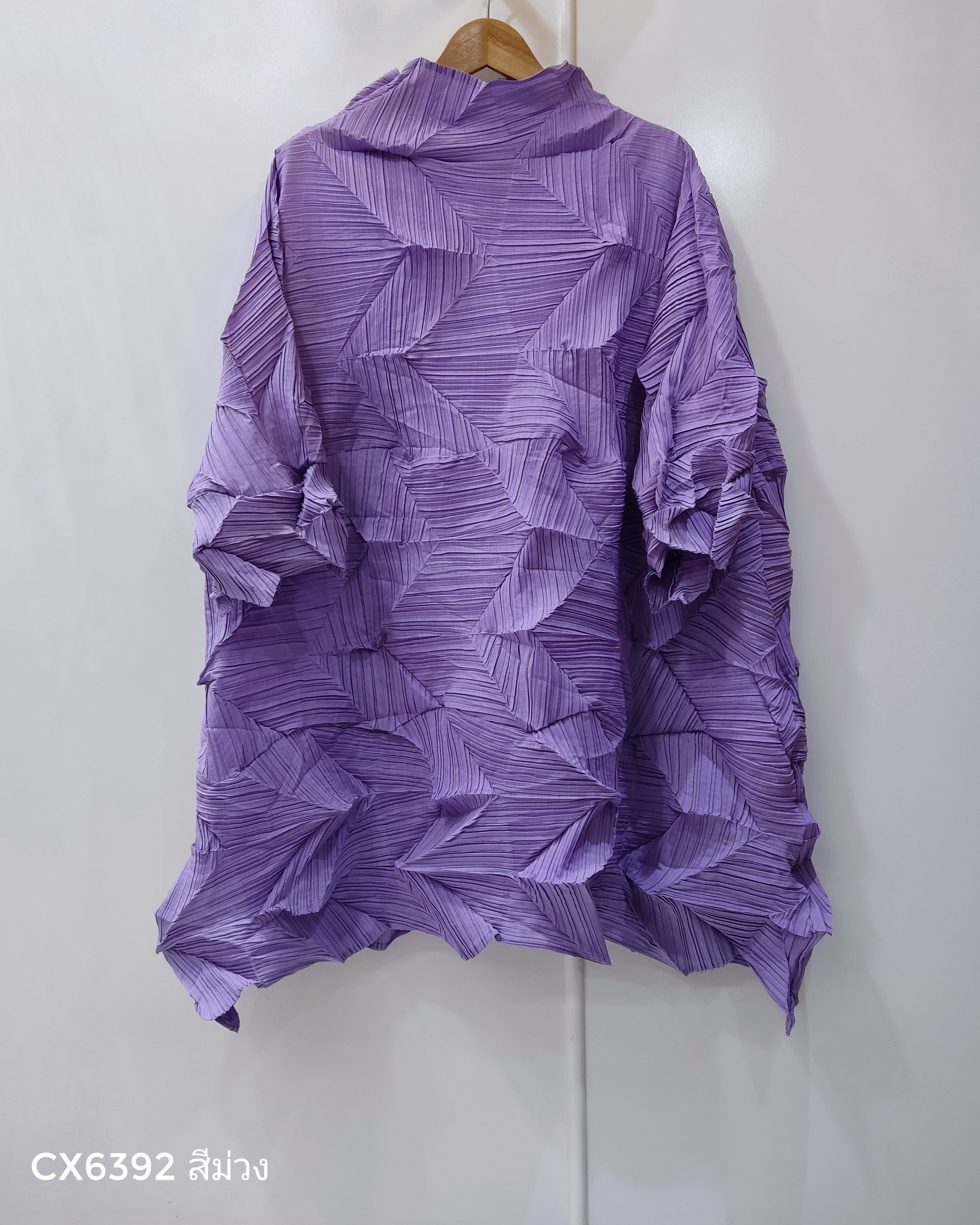 อกถึง60 ยาว31นิ้ว 2MUAY รุ่น CX6392 เสื้อพลีทคุณภาพ HIGH NECK ZIG ZAG PLEATED TOP 10 สี FREE SIZE