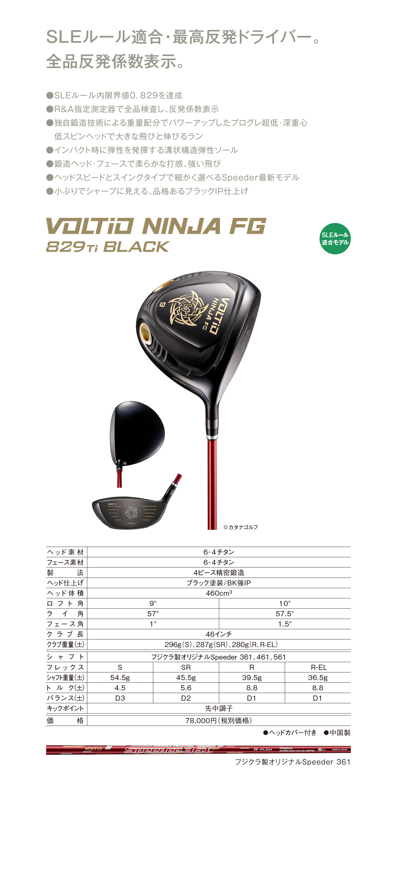 Driver VOLTIO NINJA FG 10° + FUJIKURA SPEEDER 361 R "สุดยอดไดรเวอร์สายตีไกลของจริง