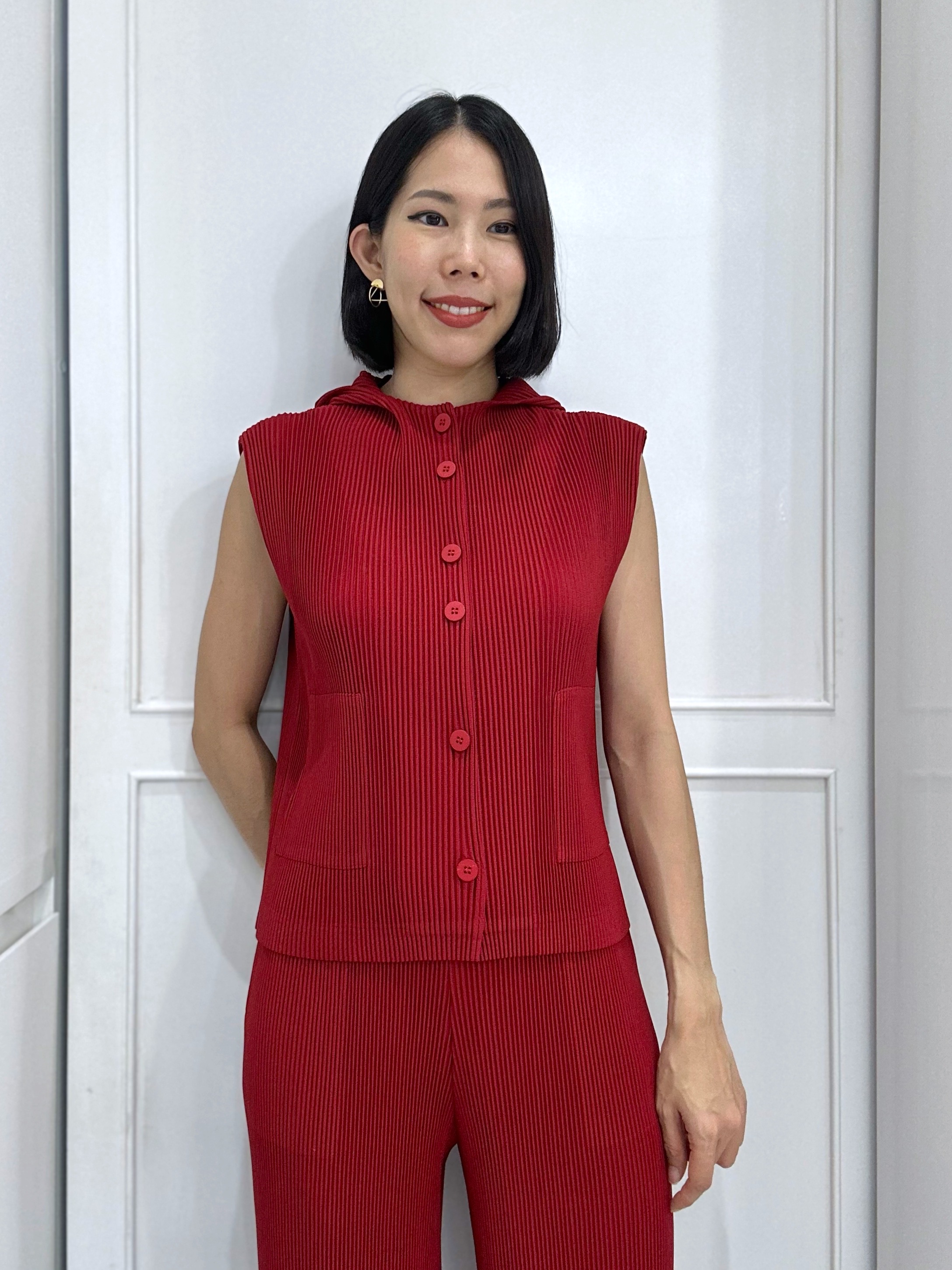 2MUAY รุ่น GJO5103-9 เสื้อพลีทคุณภาพ THICK SLEEVELESS HOODED PLEATED TOP 8 สี FREE SIZE