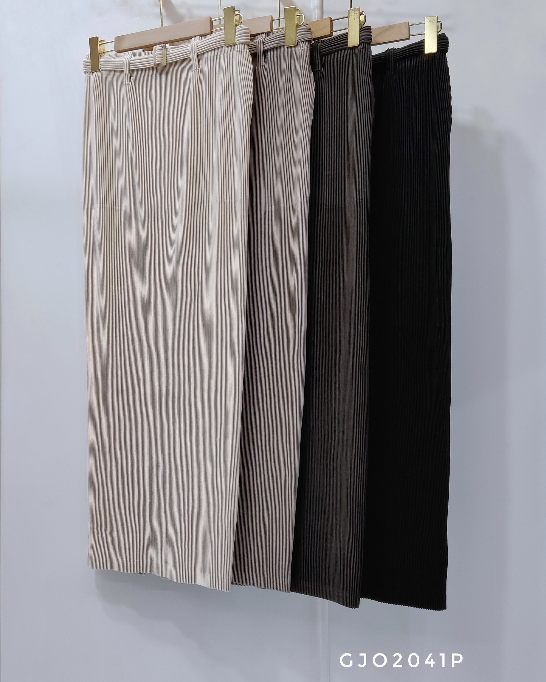 2MUAY รุ่น GJO2041P กระโปรงอัดพลีท THICK PENCIL PLEATED SKIRT 4 สี FREE SIZE