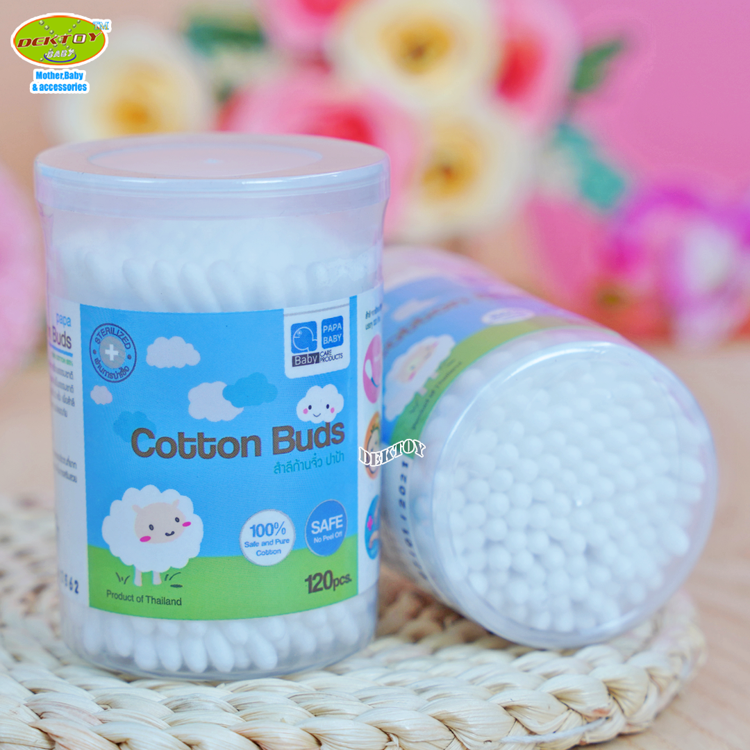 Papa ปาป้า สำลีก้านจิ๋วปาป้า 120 ก้าน