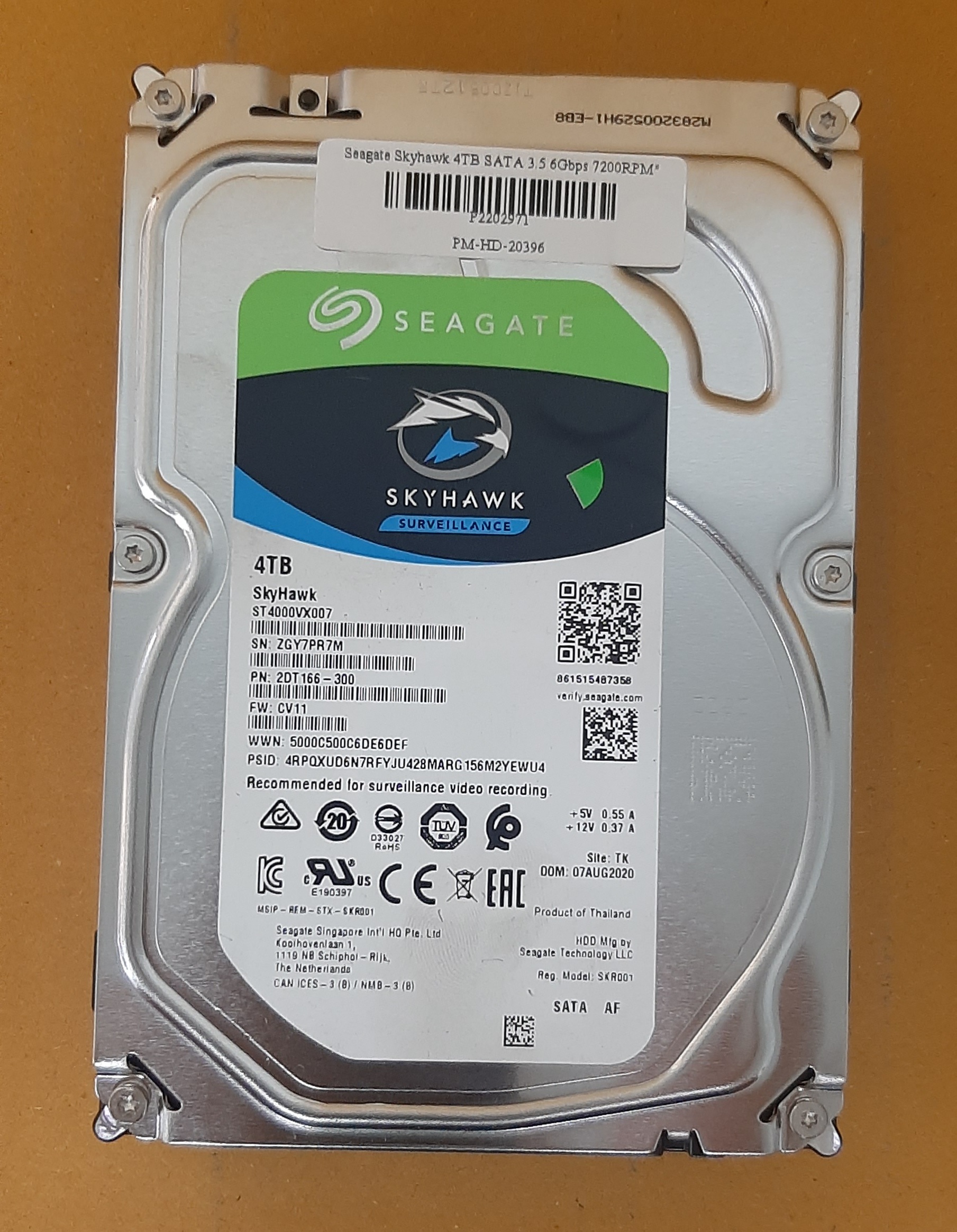 ฮาร์ดดิสก์ มือสอง Seagate Skyhawk 4TB SATA 3.5 6Gbps 7200RPM สภาพดี ประกันร้าน 1 เดือน