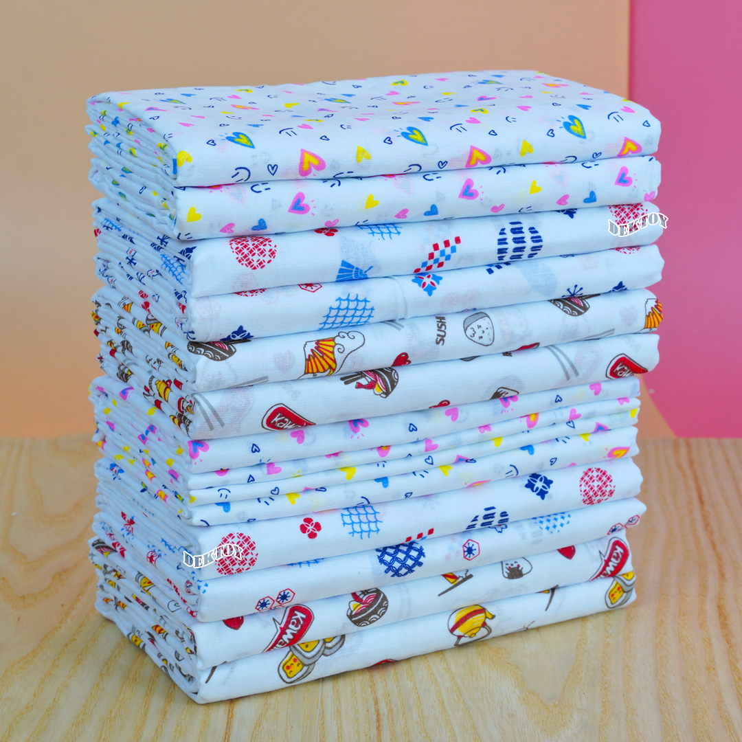 Babyplay เบบี้เพลย์ ผ้าอ้อมสาลู2ชั้นเกรดA แพ็ค12ผืน ลายหัวใจ