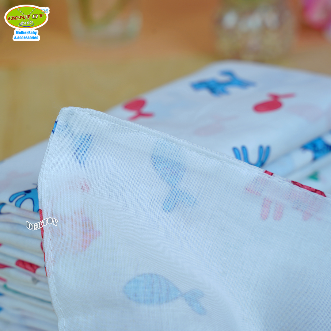 Gold Baby ผ้าอ้อมสาลู 2 ชั้นเกรดA ลายแมว 12 ผืน