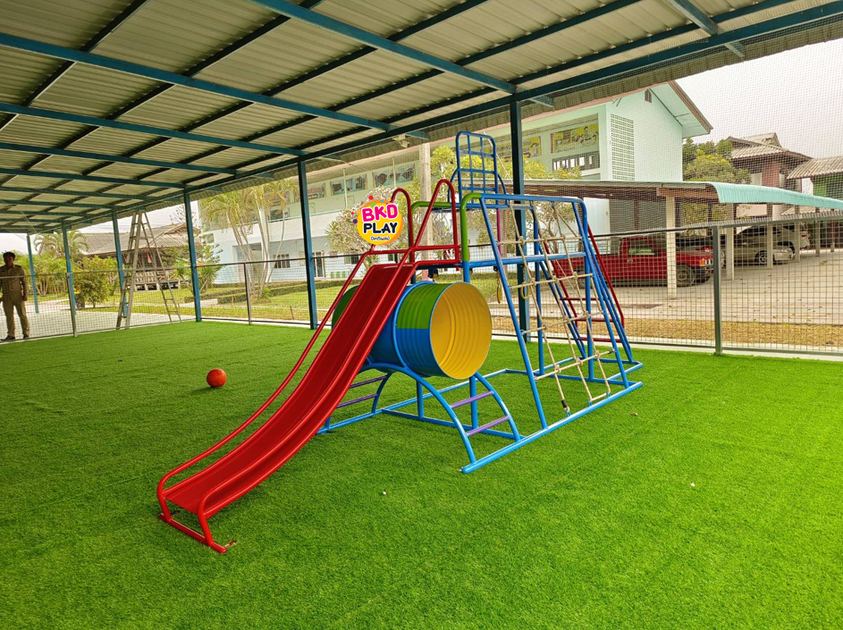 ชุดรวม H เครื่องเล่นสนามแบบเหล็ก ประกอบด้วยสไลเดอร์ชิงช้าปีนป่ายแป้นบาส (ถักเล็ก) , เครื่องเล่นสนามกลางแจ้ง , OutdoorPlayground,ผลิตเครื่องเล่นสนาม,เครื่องเล่นงบสพฐ.ประชารัฐ ราคาโรงงาน