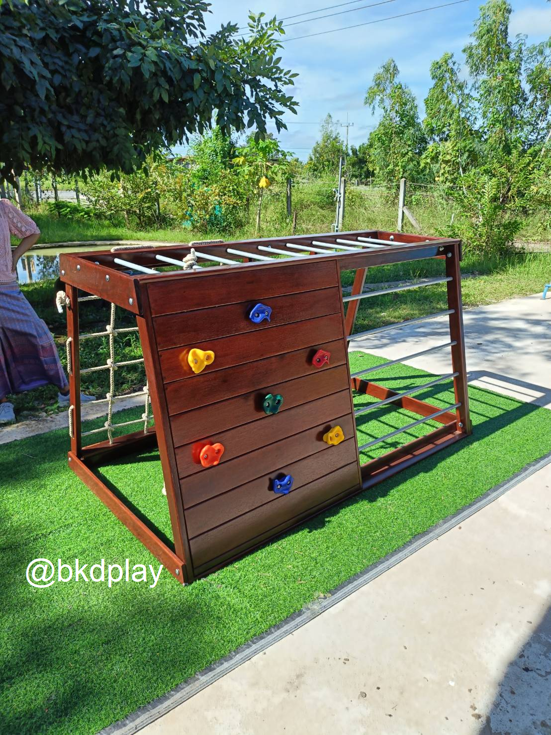 เครื่องเล่นสนามไม้ชุด A งานกลางแจ้งไม้เนื้อแข็ง ปีนป่ายเชือก,ปีนหน้าผา ปีนป่ายไม้ เครื่องเล่นสนามกลางแจ้ง ของเล่นสนาม สินค้าสั่งผลิต woodplayground