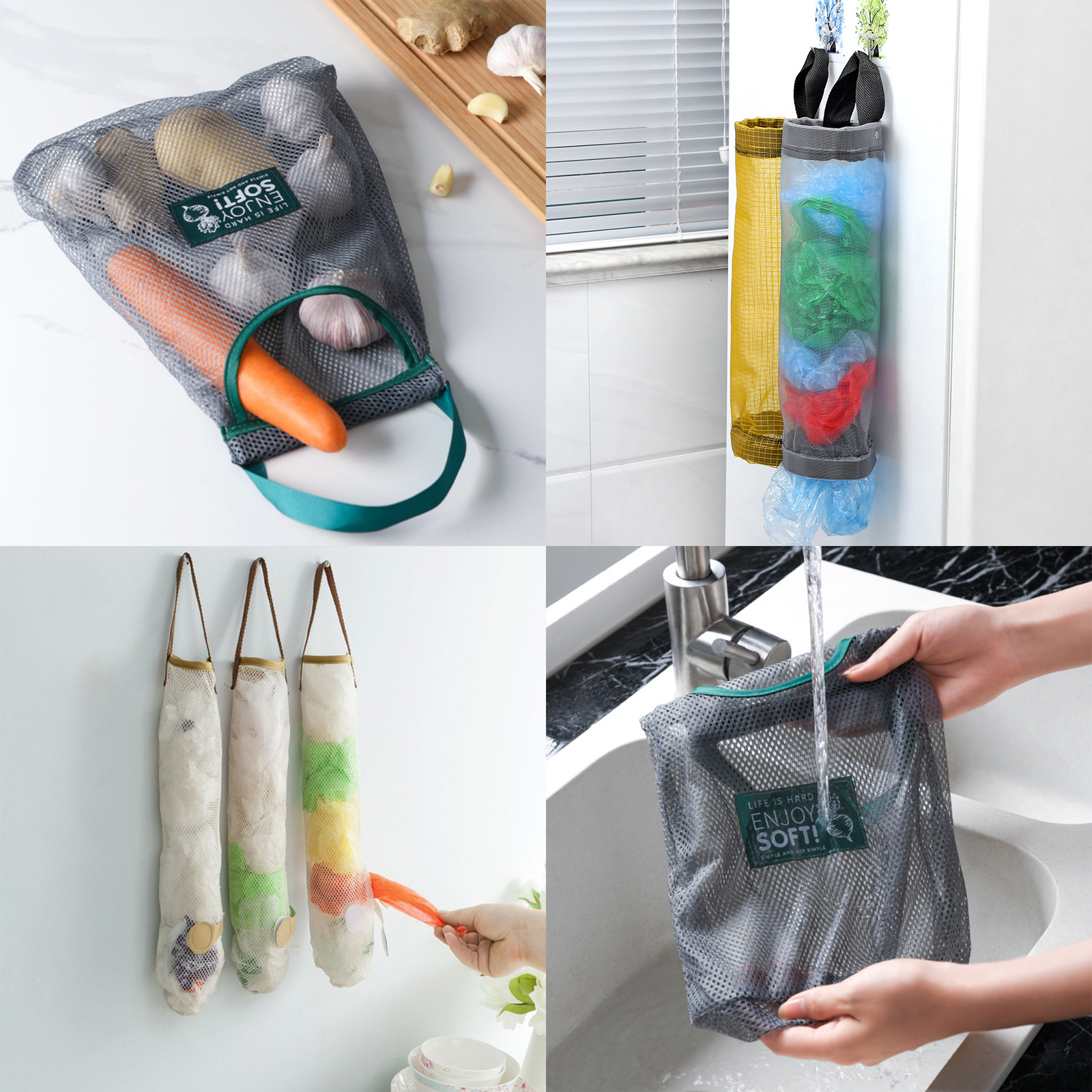 ถุงตาข่ายแแขวน มี3รุ่น ช่องข้าง / ช่องยืด / ช่องบน ใส่มันฝรั่ง หัวหอม ของใช้ต่างๆ ระบายอากาศดี เหนียว ไม่ขาดง่าย
