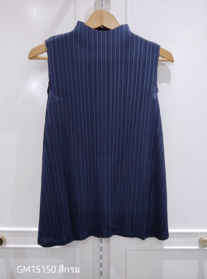 อกถึง48 2MUAY BASIC GM15150 เสื้ออัดพลีท SLEEVELESS HIGH NECK PLEATED TOP 17 สี FREE SIZE