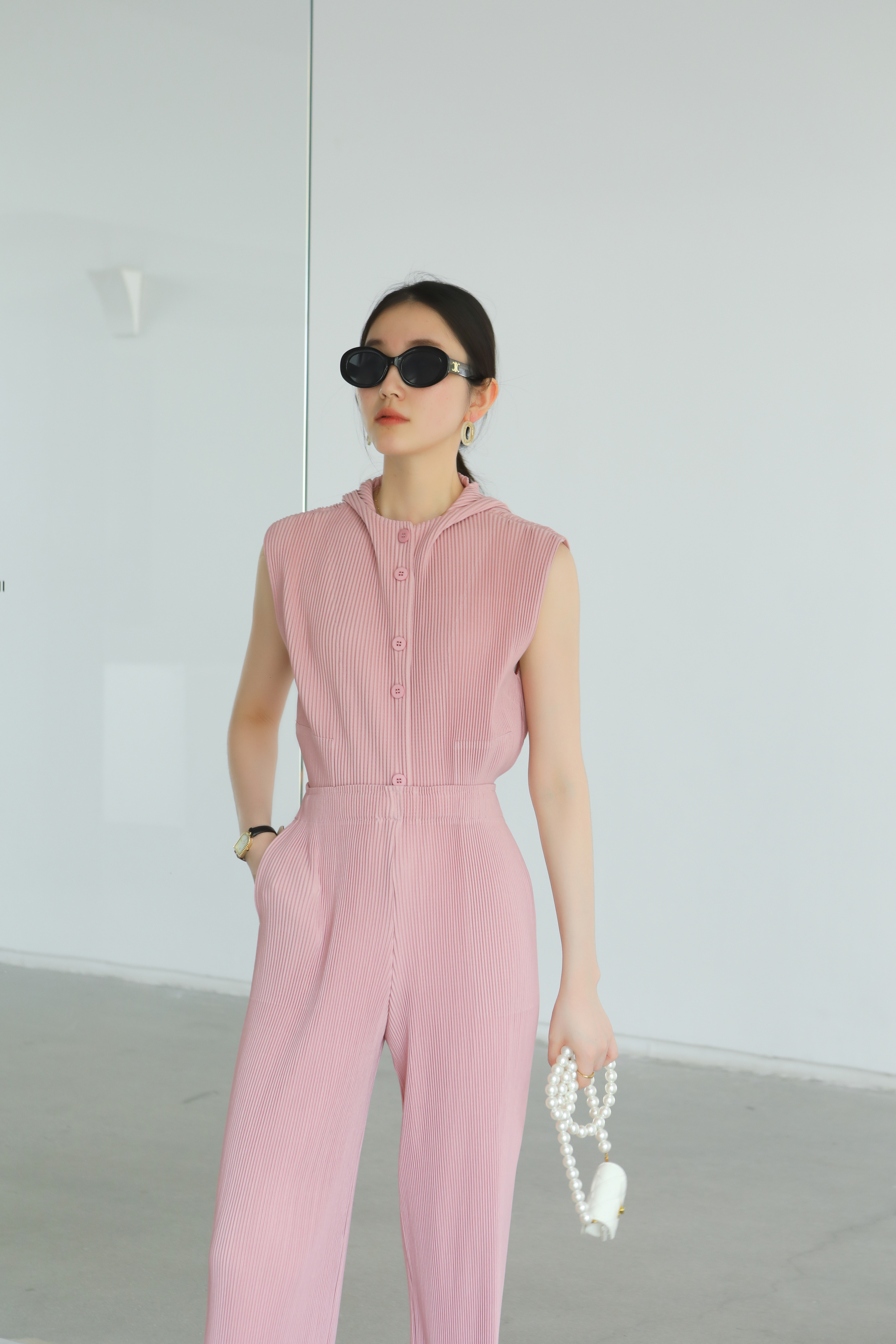 2MUAY รุ่น GJO5103-9 เสื้อพลีทคุณภาพ THICK SLEEVELESS HOODED PLEATED TOP 8 สี FREE SIZE