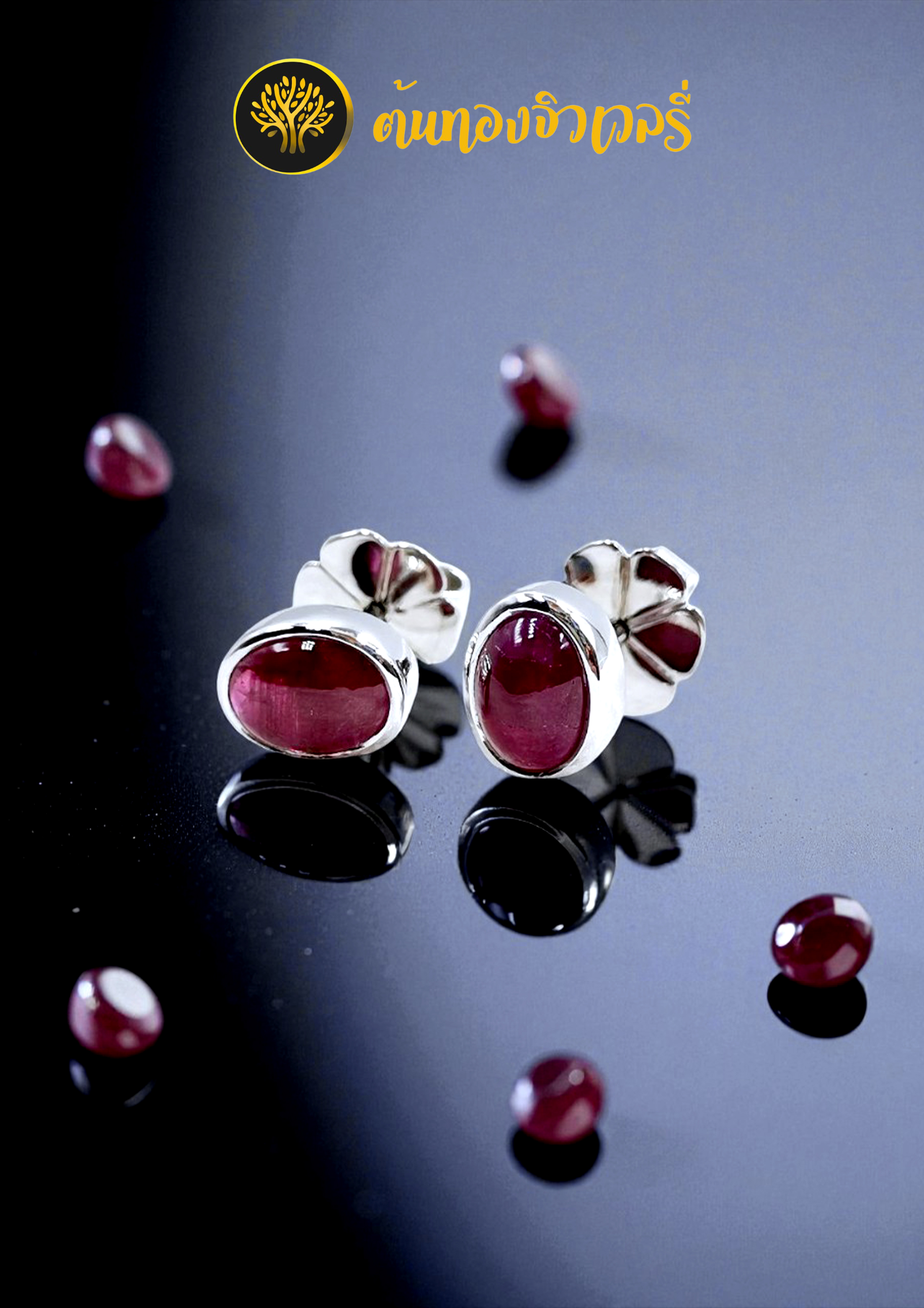 ต่างหูเงินฝังพลอย