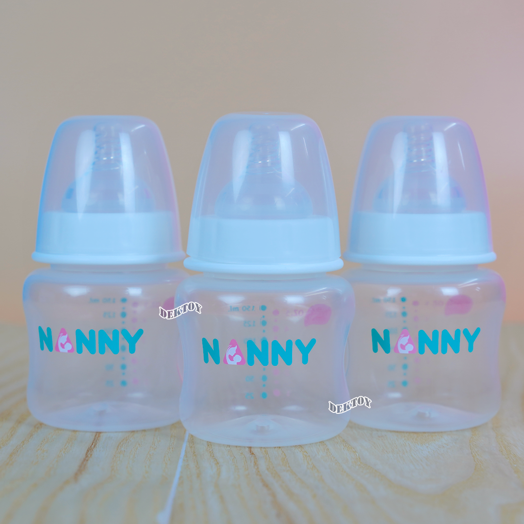 NANNY แนนนี่ ขวดนม5ออนซ์คอกว้างแพ็ค3ขวด จุกนมรุ่นใหม่นิ่มสุดๆ 2203