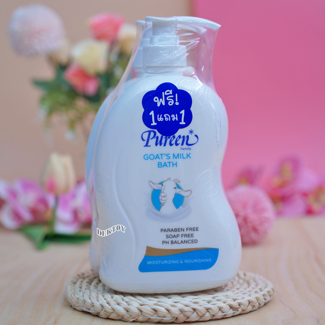 1ฟรี1 Pureen เพียวรีน ครีมอาบน้ำแฟมิลี่โกทซ์มิลค์บาธ 750 มล.