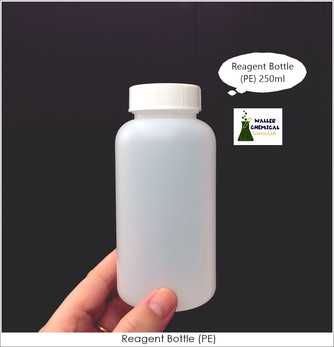 ขวดพลาสติกฝาขาว (ปากกว้าง) 250ml Reagent Bottle (PE)