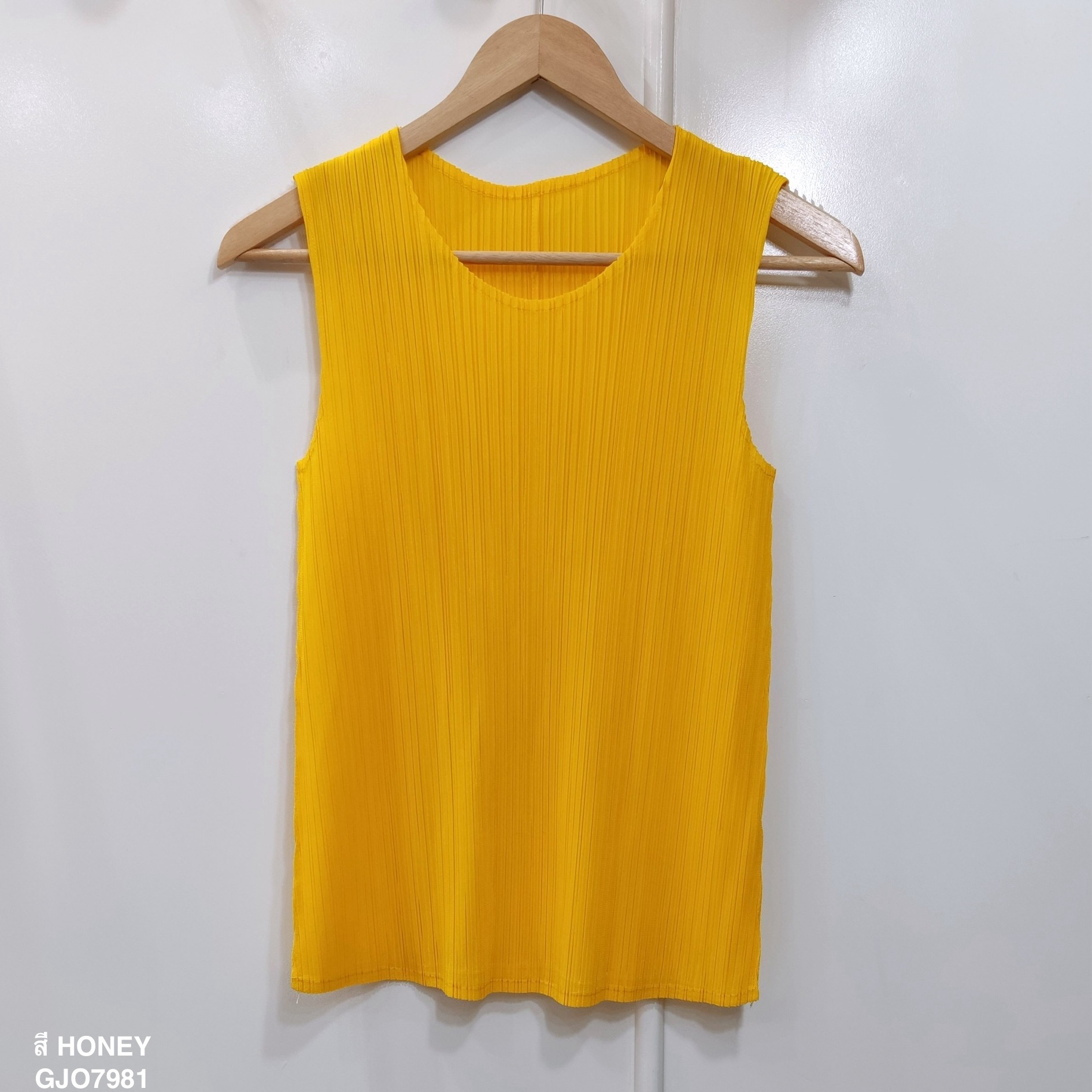 2MUAY BASIC รุ่น GJO7981 เสื้ออัดพลีทงานคุณภาพ BASIC ROUND NECK PLEATED TOP 20สี FREE SIZE