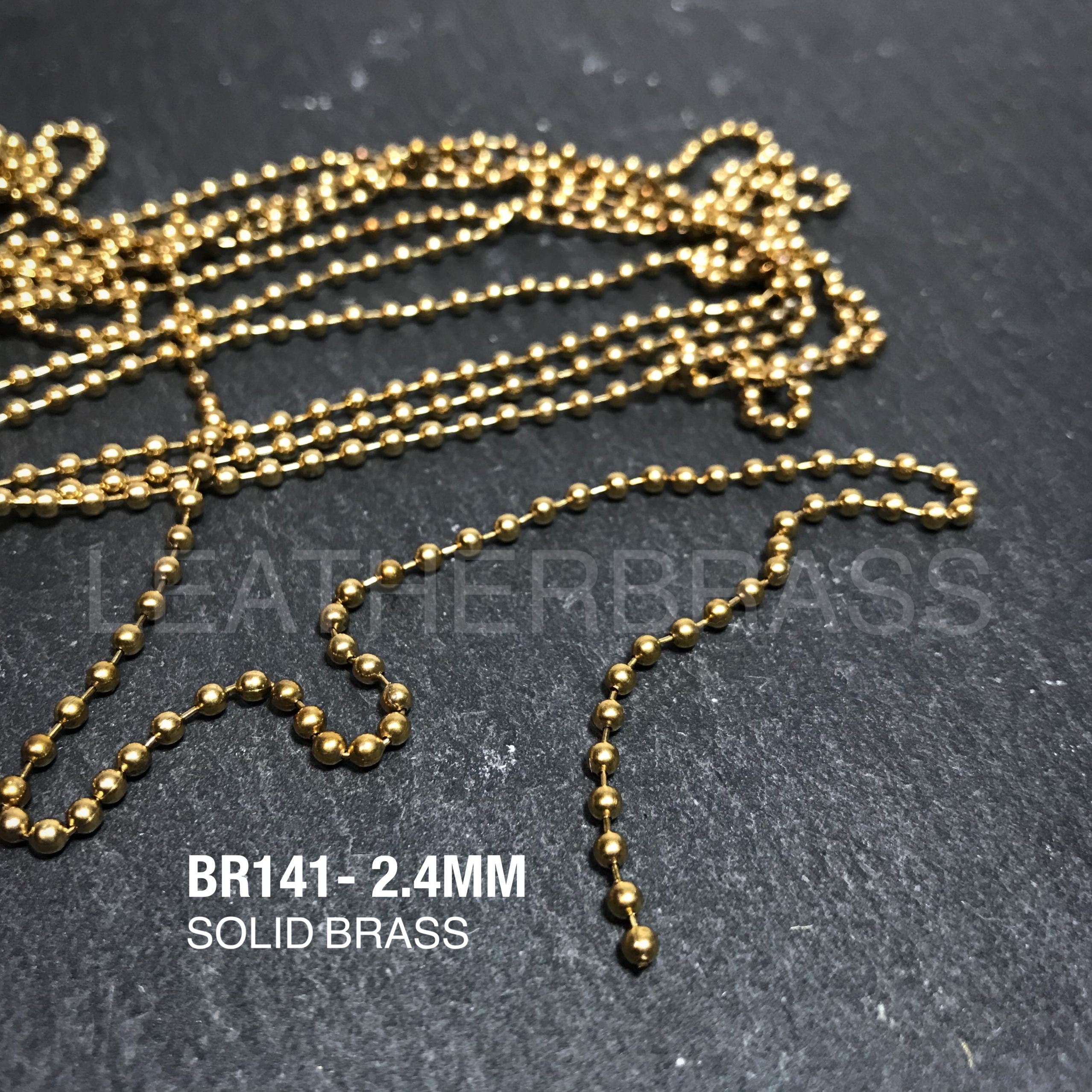 BR141-2.4 โซ่ไข่ปลา ขนาด 2.4 ทองเหลืองแท้ โซ่คล้องป้าย leatherbrass**ราคาต่อเมตร**