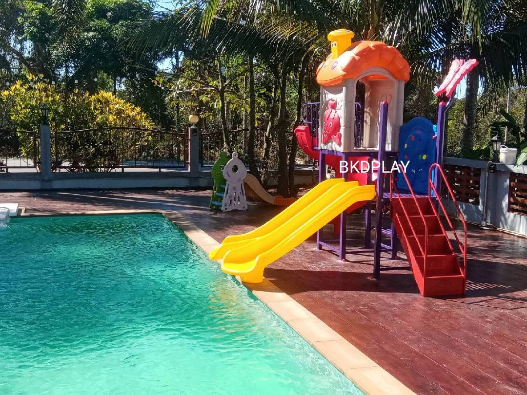 เครื่องเล่นสนาม ชุด บ้านผีเสื้อสไลด์วน สไลเดอร์, กระดานลื่น, ของเล่น, สนามเด็กเล่น ,ครุภัณฑ์สนามเด็กเล่น, สพฐ,โครงการโรงเรียนประชารัฐ