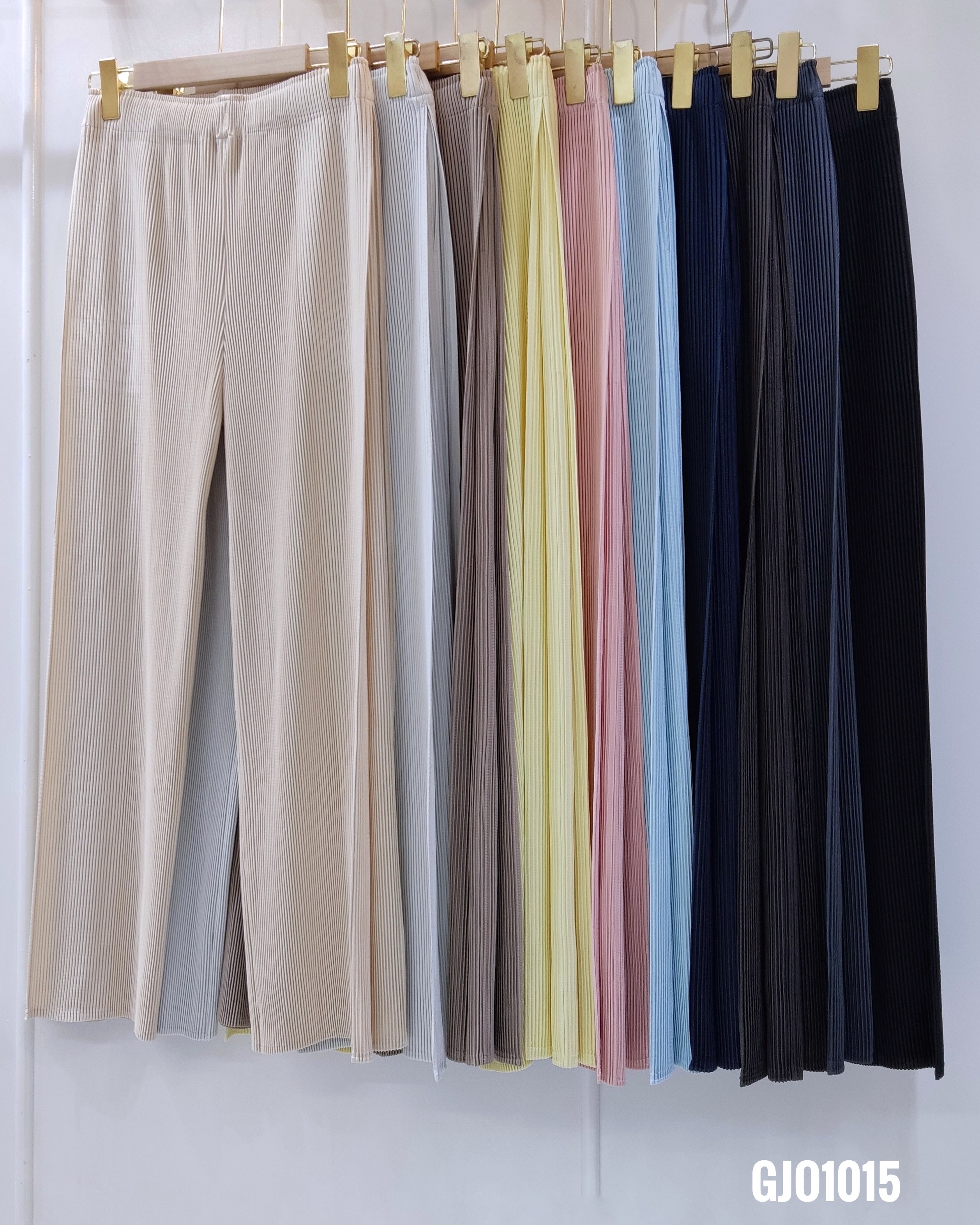 ยาว 37.5 นิ้ว 2MUAY รุ่น GJO1015 กางเกงอัดพลีท THICK DOUBLE LAYER STRAIGHT PLEAT PANTS 10 สี FREE SIZE