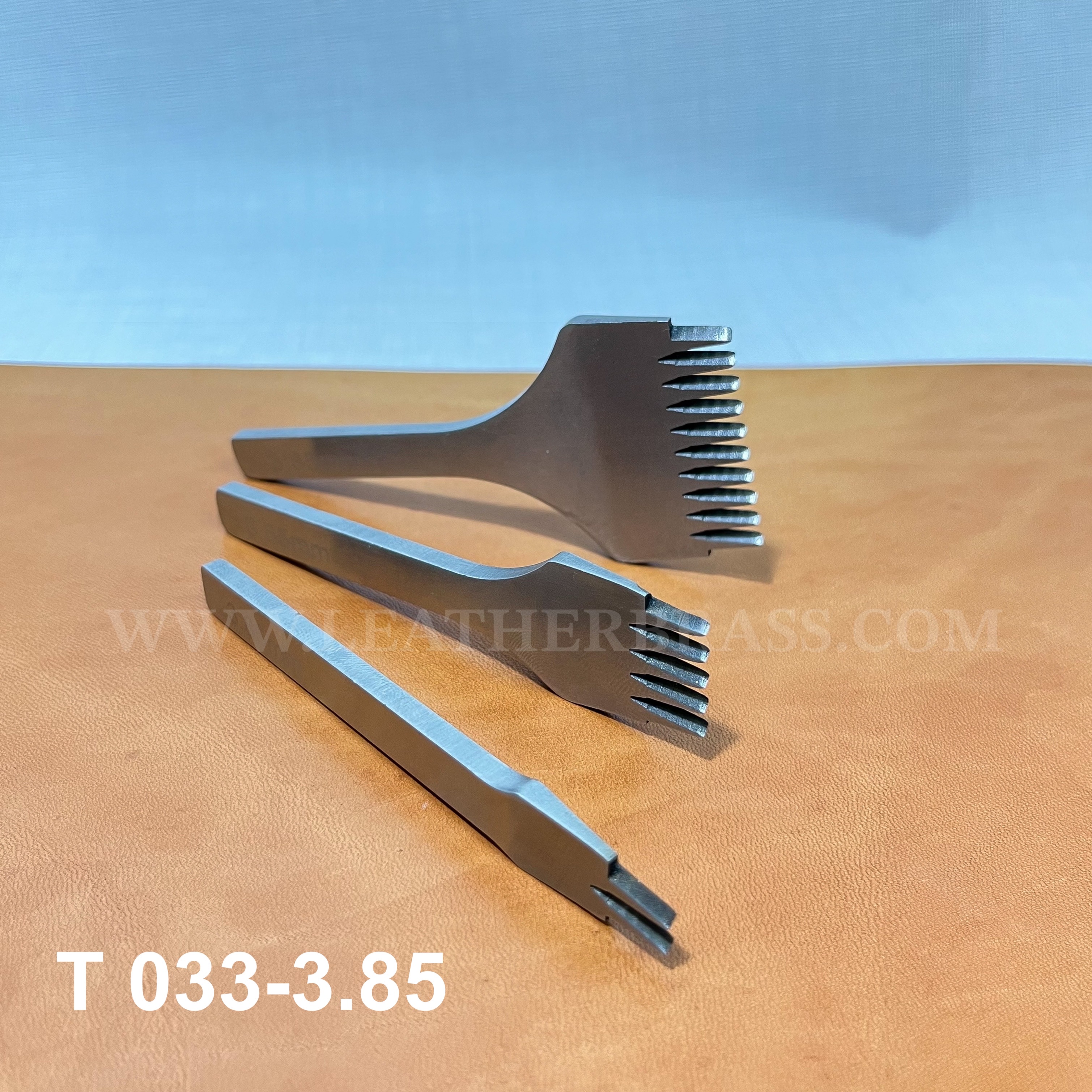 T033-3.85 ส้อมตอกแบบเฉียง ชุด 3 ชิ้น ขนาด 3.85 มิล เนื้อเหล็กชุบ อุปกรณ์เครื่องหนัง**ราคาต่อชุด**