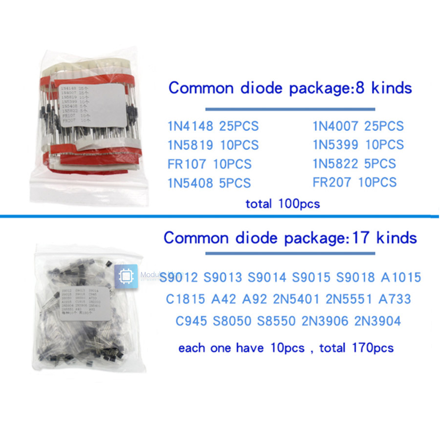Electronic Resistor pack Electrolytic Capacitor pack LED Light Emitting Diode pack Triode pack Ceramic Capacitor pack