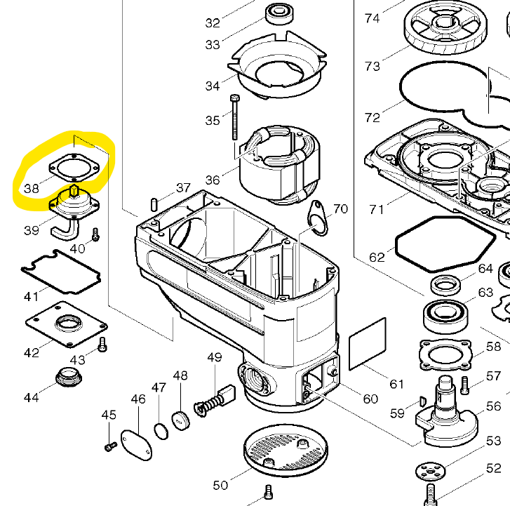 ซีลไส้ตะเกียง (แท้) สกัด, แย็ก Makita มากีต้า รุ่น HM1305, HM1306 #38 (442139-7) (อะไหล่แท้100%) HOLDER SEAL