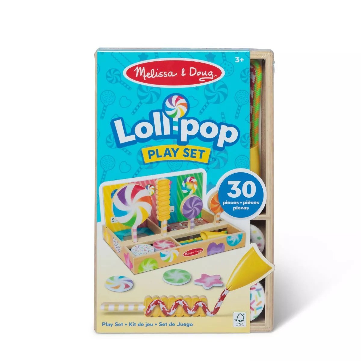 เล่นทำอมยิ้มลอลลี่ป๊อบ Mix & Match ปากกาตกแต่งเชือกบนแผ่นหนึบ Melissa & Doug Lollipop Play Set