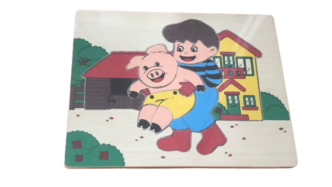 ภาพตัดต่อใหญ่ ลูกหมูเป่าแตร, ของเล่น, ของเล่นเด็ก, จิ๊กซอว์, ตัวต่อ, ของเล่นไม้, ของเล่นเสริมพัฒนาการ, ของเล่นเด็กอนุบาล