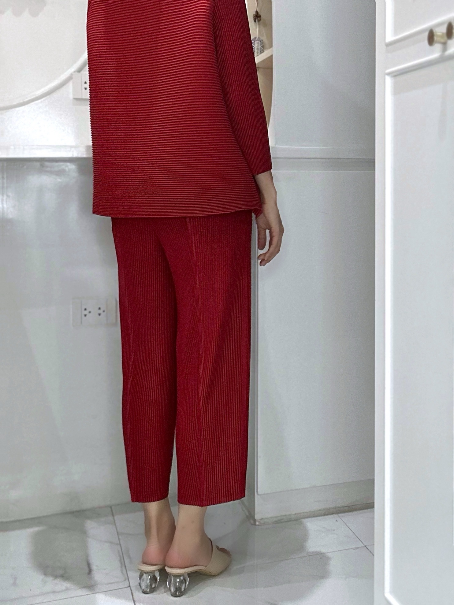 ยาว35นิ้ว! 2MUAY รุ่น GJO7337 กางเกงพลีทคุณภาพ THICK SLIM LEG PLEATED PANTS 10 สี FREE SIZE