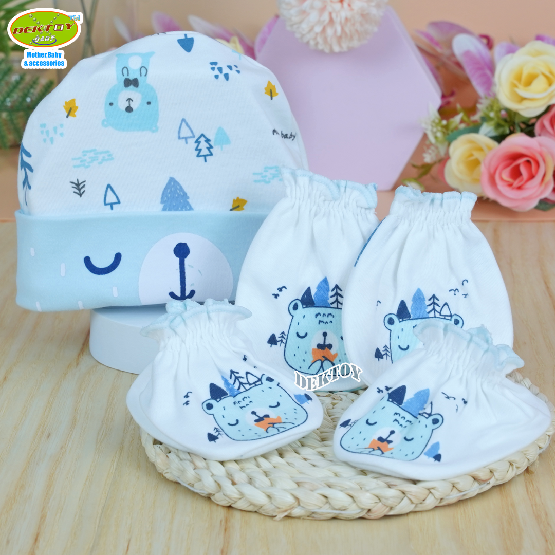 Mami baby ถุงมือ+ถุงเท้า+หมวก เด็กแรกเกิด - 3เดือน