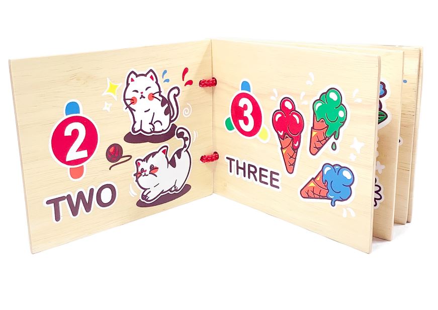 หนังสือไม้ตัวเลข1-10 , ของเล่นไม้, ของเล่นเสริมพัฒนาการ, ของเล่นเด็กอนุบาล, สื่อการสอนเด็กอนุบาล