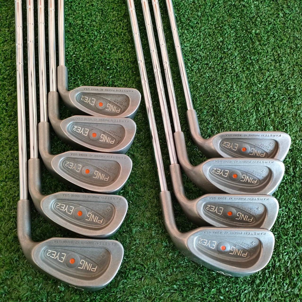 ชุดเหล็ก PING EYE2 จุดส้ม มีเหล็ก 3-9 เเละ SW W ก้าน PING เดิมๆ FLEX R ชุดนี้ยอดนิยม ตีง่าย ใบกำลังดี และเป็นร่อง U เดิม ทำให้สปินจัดมาก ใช้แข่ง PGA ไม่ได้แล้วนะ 555 แต่เล่นกับเพื่อนสบายๆจ้า