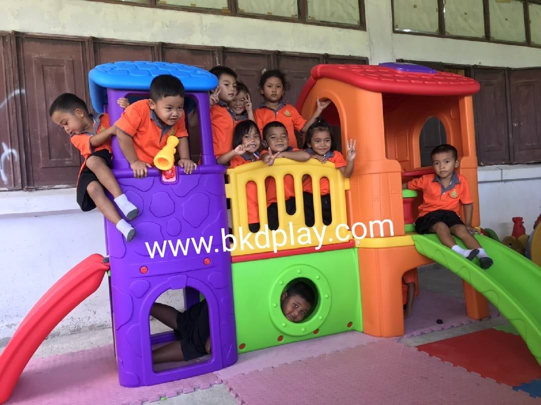 ส่งฟรี บ้านสไลเดอร์ปีนป่าย บ้านน้อย2ชั้น คละสี เลือกสีได้ ราคาต่อ1ชุด กระดานลื่นเด็ก เครื่องเล่นสนามกลางแจ้ง-ในร่ม พร้อมส่ง