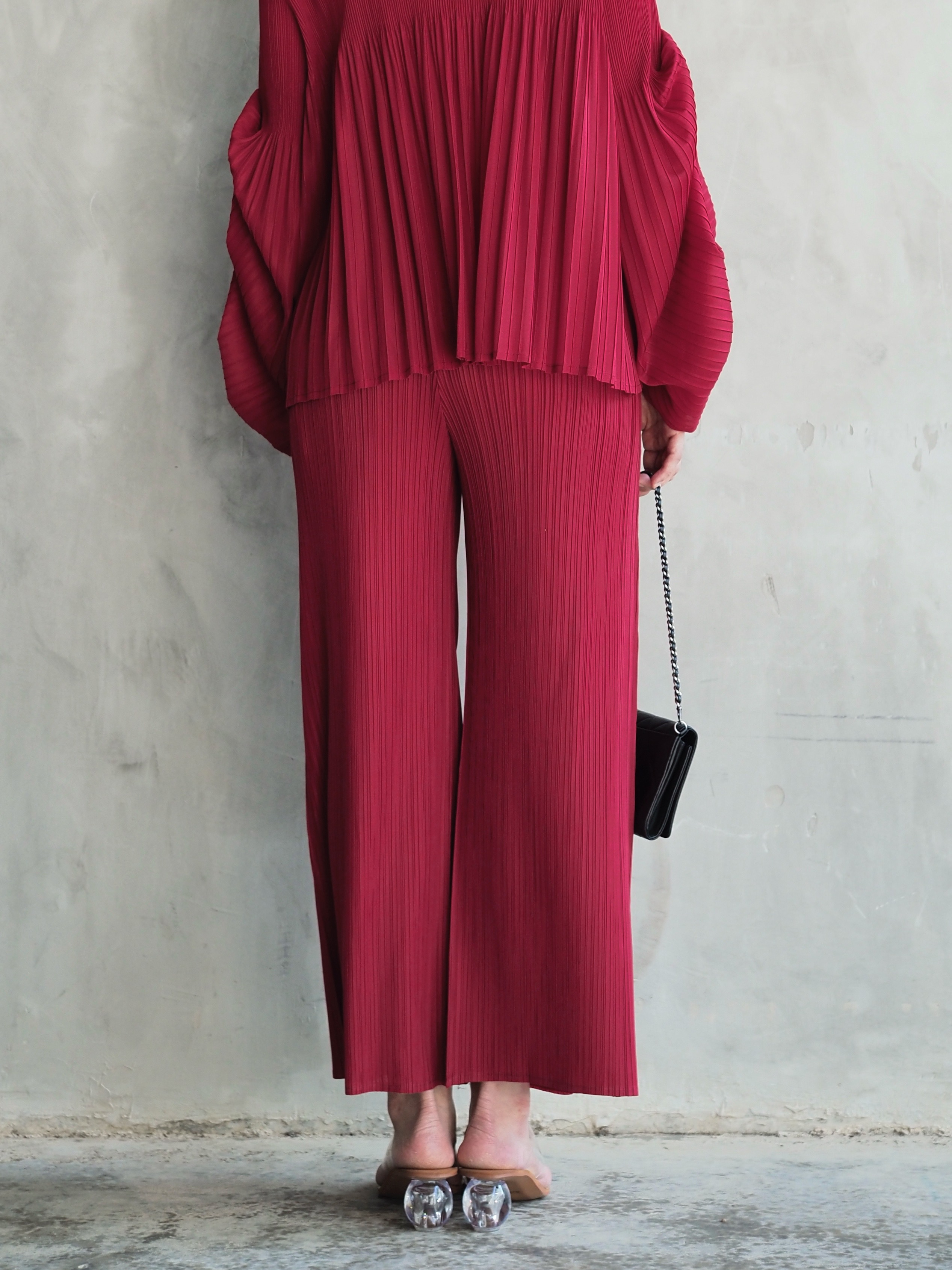 เพิ่มสีใหม่ ยาว37นิ้ว! 2MUAY รุ่น GJO7271 กางเกงอัดพลีทงานคุณภาพ BAT STRAIGHT LAYER PLEATED PANTS 18สี FREE SIZE