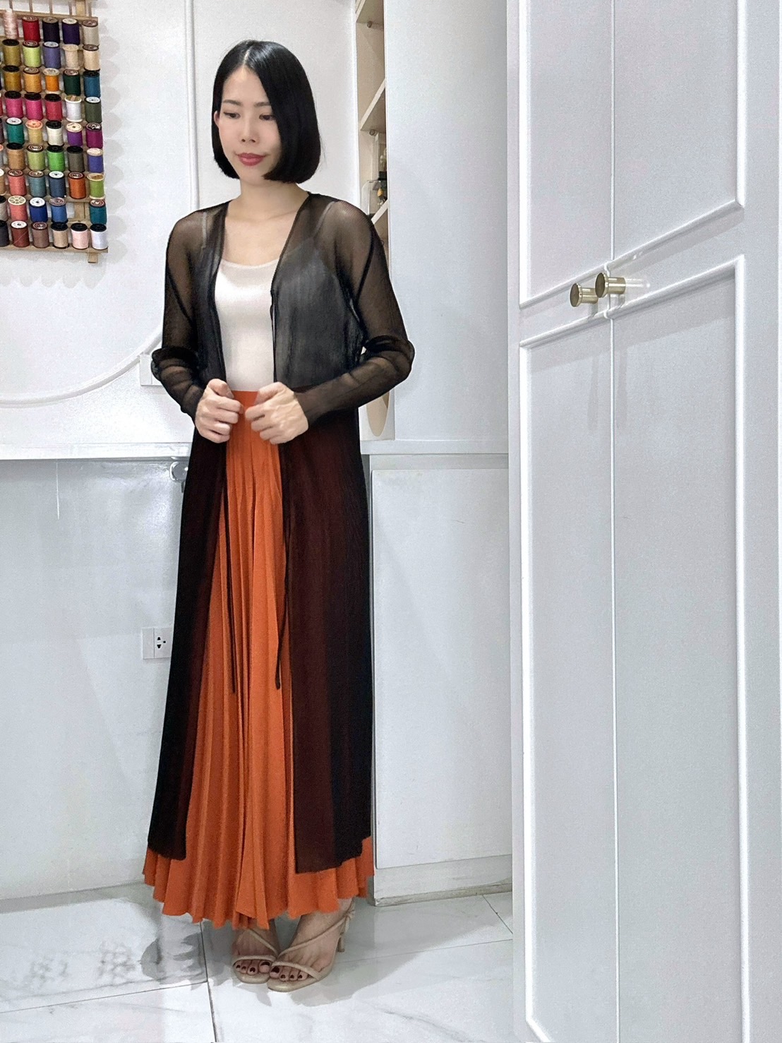 ปรับราคาลง20%!! 2MUAY รุ่น GJO1260 เสื้อคลุมพลีทคุณภาพ TRANSPARENT PLEATED LONG CARDIGAN 5 สี FREE SIZE