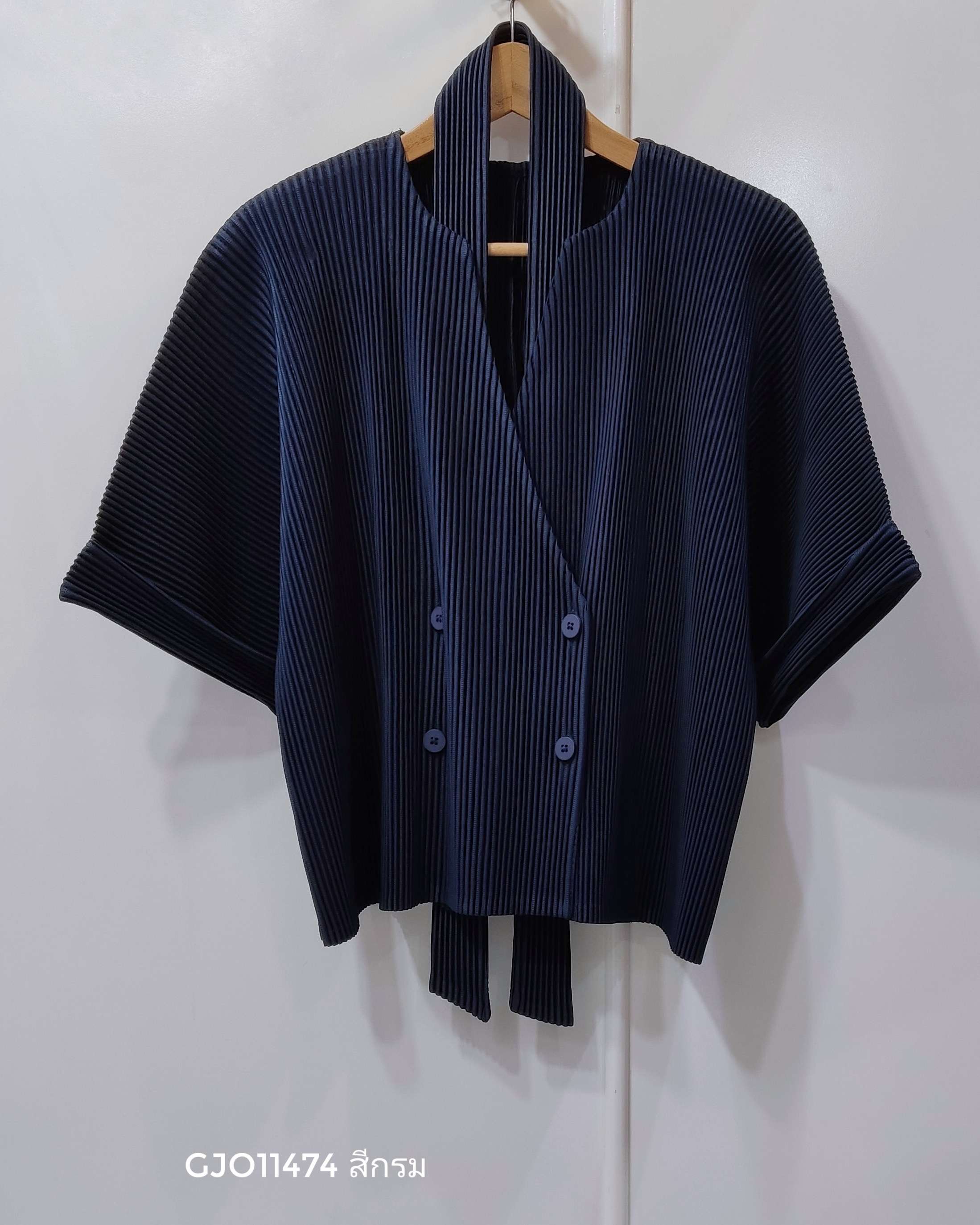 2MUAY รุ่น GJO11474 เสื้อคลุมอัดพลีท THICK WRAP BUTTON PLEATED CARDIGAN 8 สี FREE SIZE