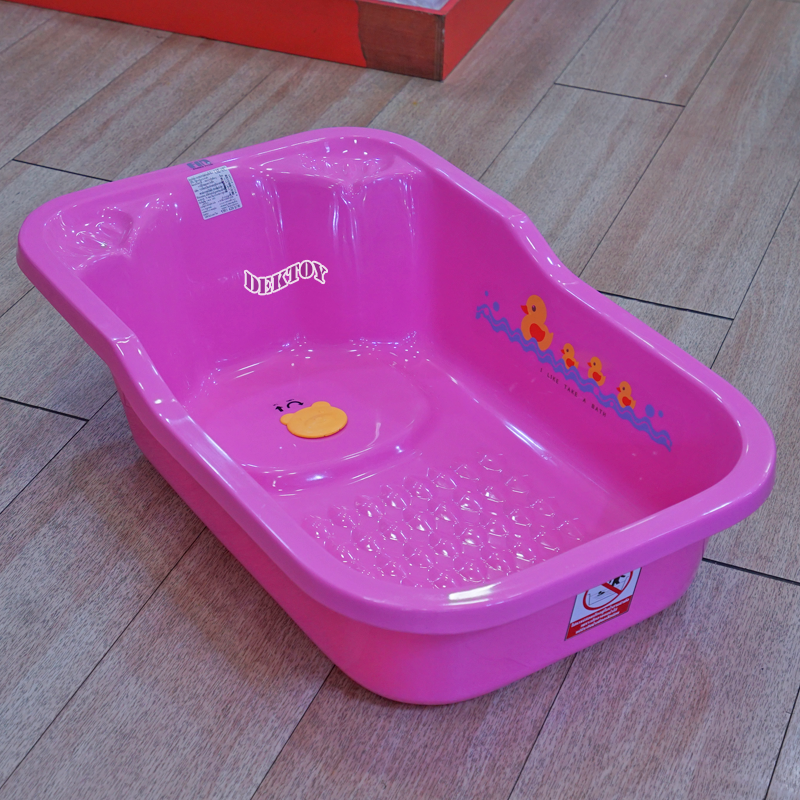 FIN BABIES PLUS อ่างอาบน้ำเด็กขนาดใหญ่พลาสติกอย่างดีทนทาน มีรูระบายน้ำ USE-A9C