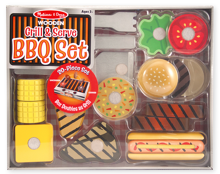 ชุดปิ้งย่างบาร์บีคิว ส่งเสริมการเล่นอย่างมีจินตนาการ Wooden Grill & Serve BBQ Set Melissa&Doug, ของเล่นเสริมพัฒนาการ, ของเล่น