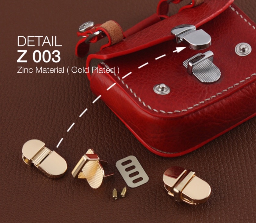 Z003 อะไหล่ล็อกกระเป๋า งานชุบสีทอง ราคาต่อชุด #อะไหล่กระเป๋า #leatherbrass