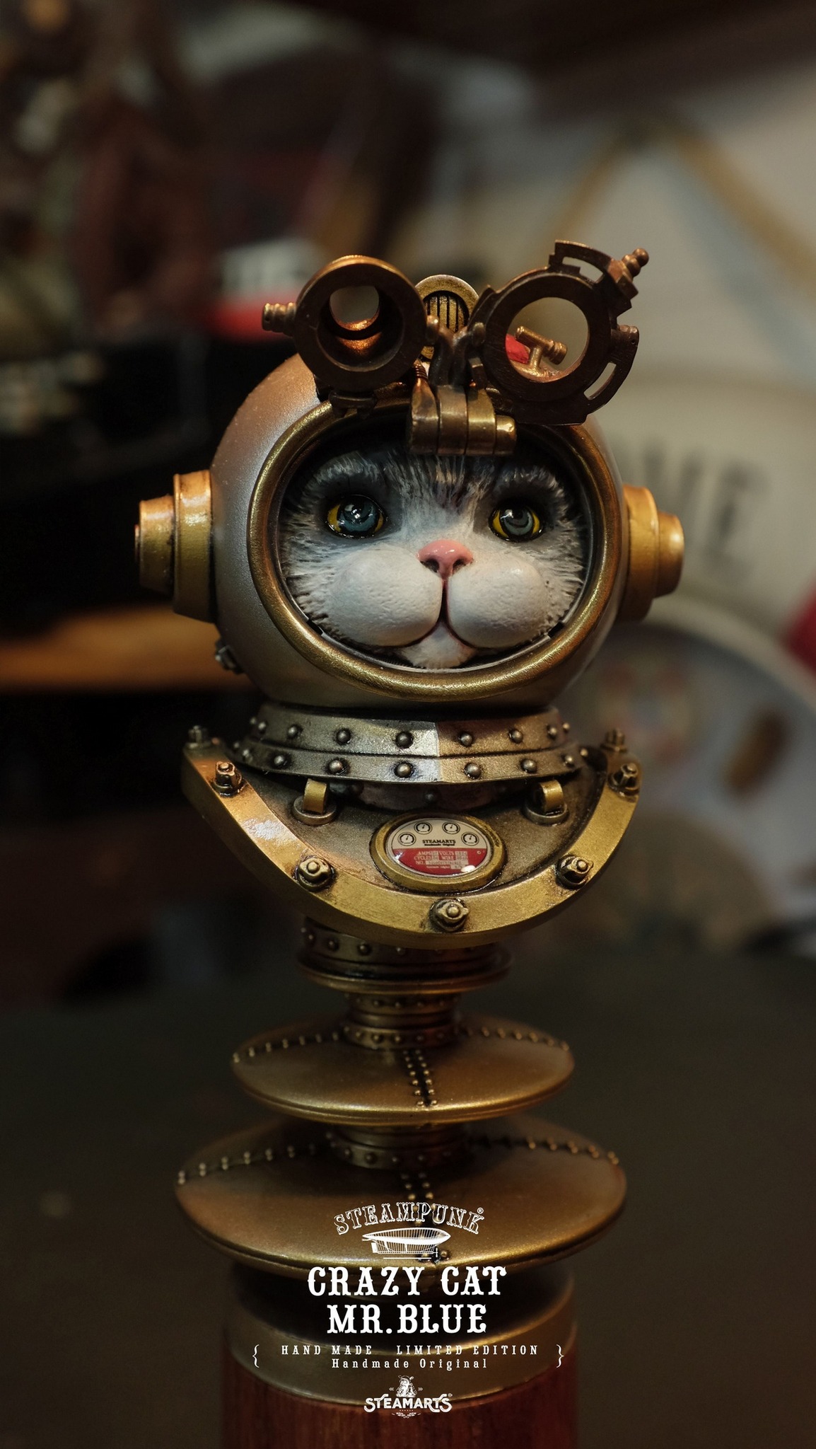 [สั่งจอง]STEAMARTS Tall17cm : Antivirus Cat Bust CRAZY CAT MR.BLUE