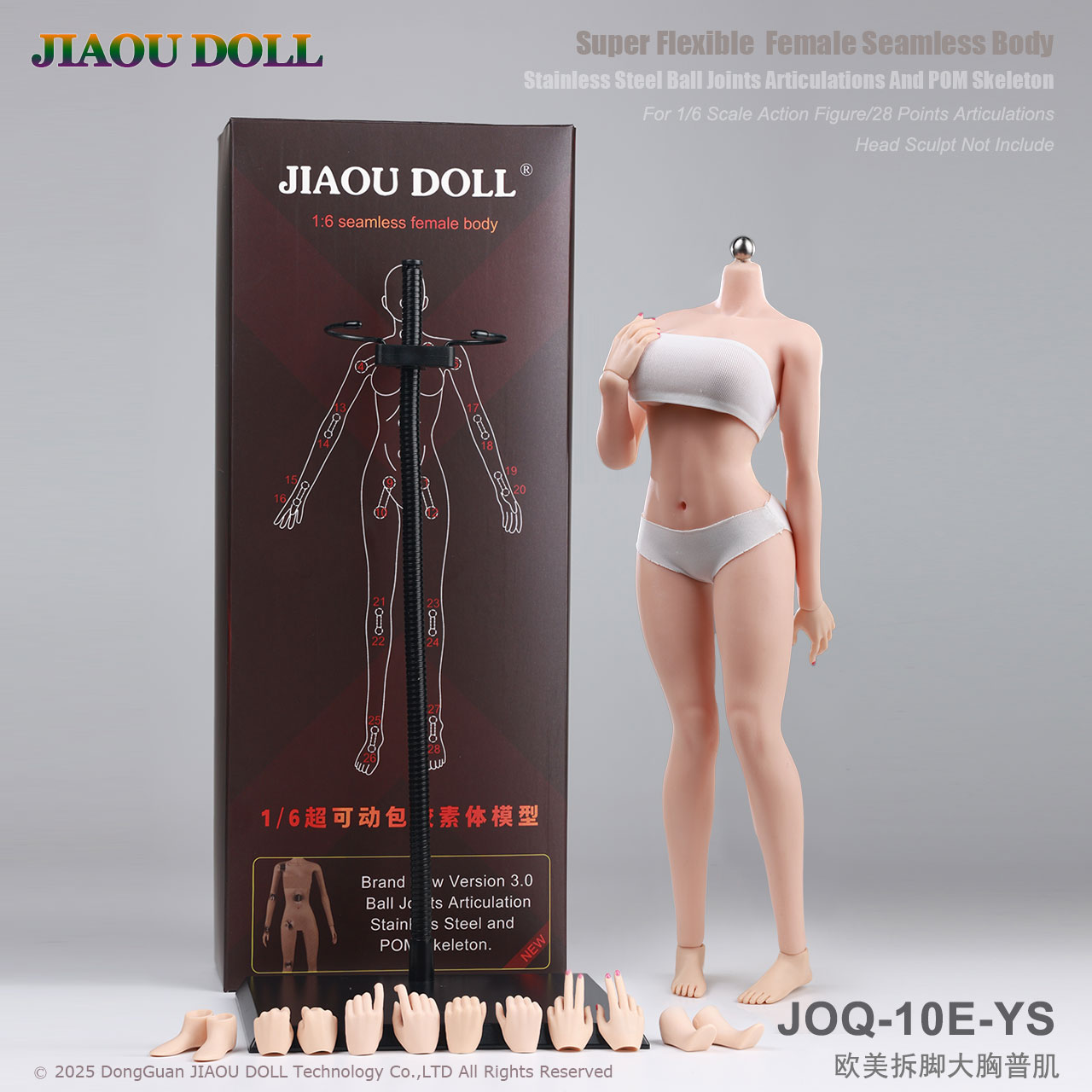[สั่งจอง]JIAOUDOLL 1/6 : Super Flexible Female Seamless Body Detachable Feet Lager Breasts Without Head