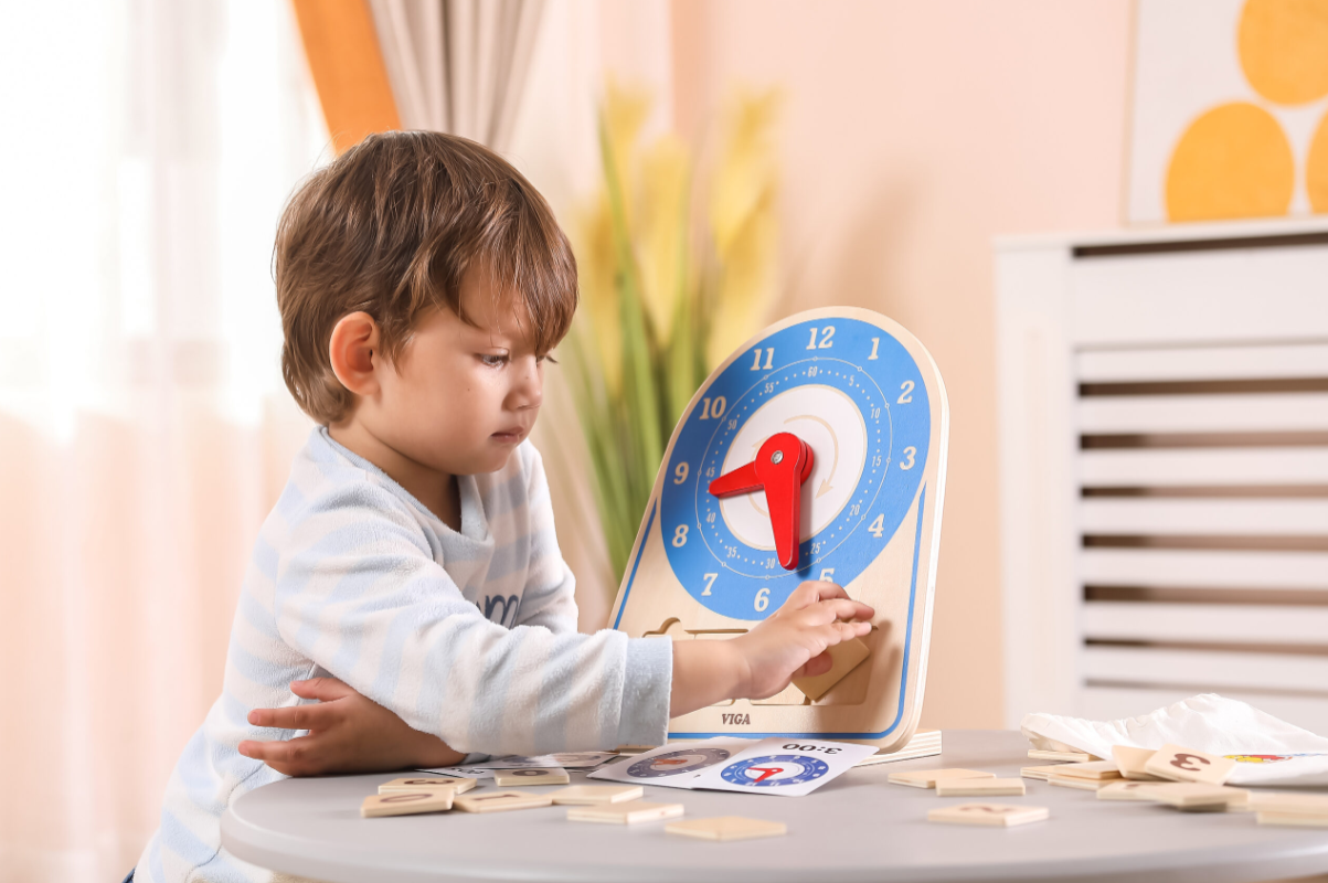 ชุดนาฬิกาไม้เรียนรู้เวลาสำหรับเด็ก , ของเล่นเสริมพัฒนาการ สื่อการสอน