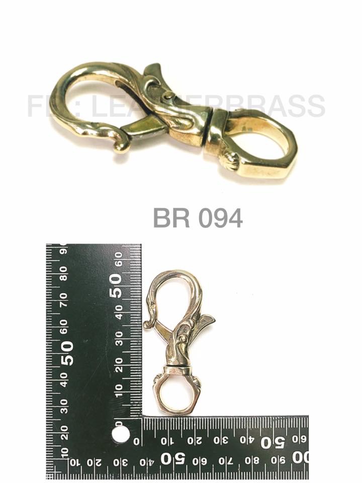 BR094 ตะขอพวงกุญแจ ตะขอกระเป๋า ลายญี่ปุ่น อะไหล่พวงกุญแจ อะไหล่ทองเหลืองแท้ อุปกรณ์งานหนัง leatherbrass**ราคาต่อชิ้น**
