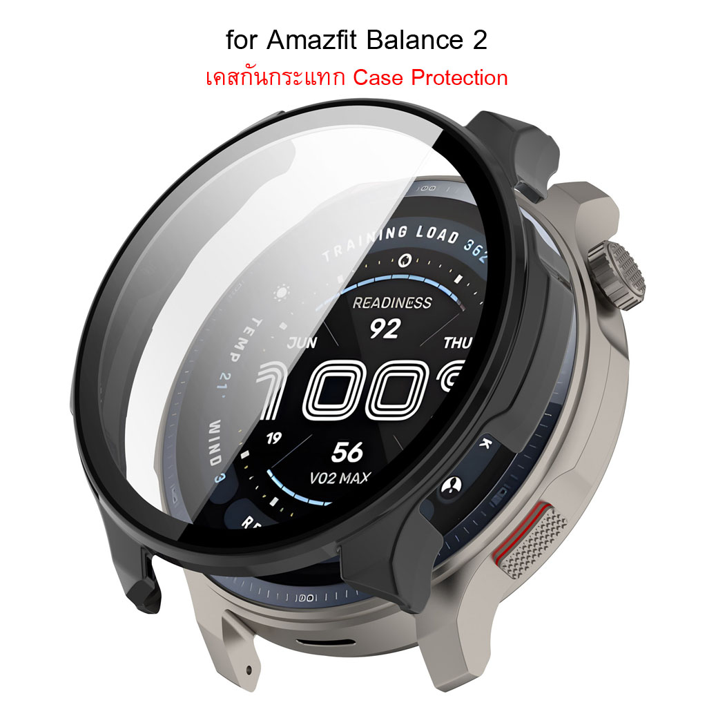 Shopdodi เคส สำหรับ Amazfit Balance 2 Case Glass เคสกันกระแทก