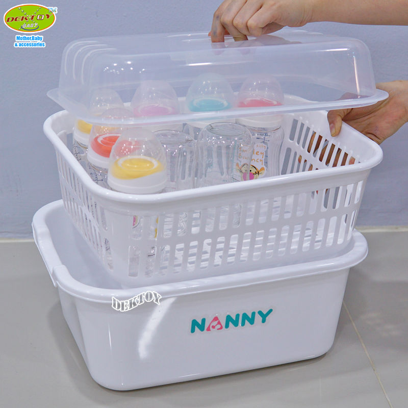 NANNY แนนนี่ ที่คว่ำขวดนมมีฝาปิดแนนนี่ N216 สีขาวล้วน