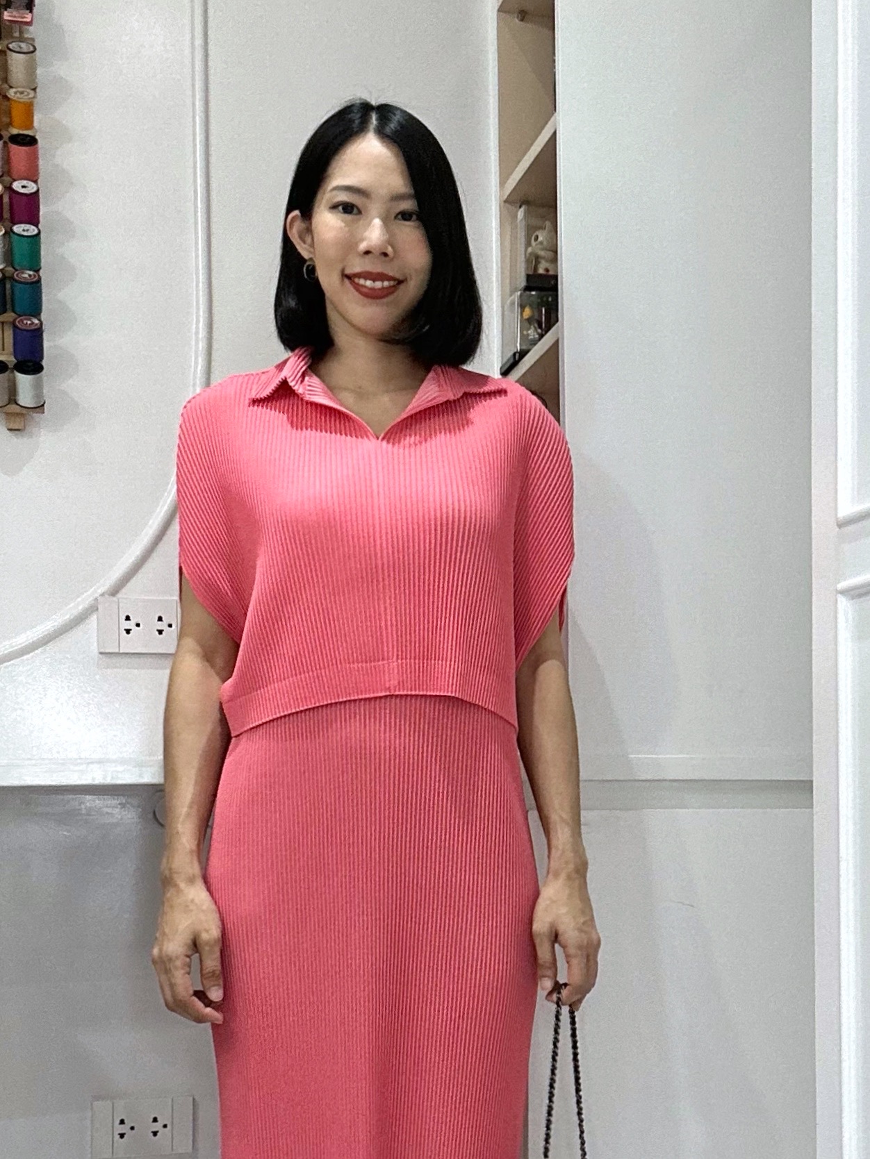 2MUAY รุ่น GJO5276 เสื้อคลุมพลีทคุณภาพ THICK COLLAR CAPE PLEATED CARDIGAN 7 สี FREE SIZE